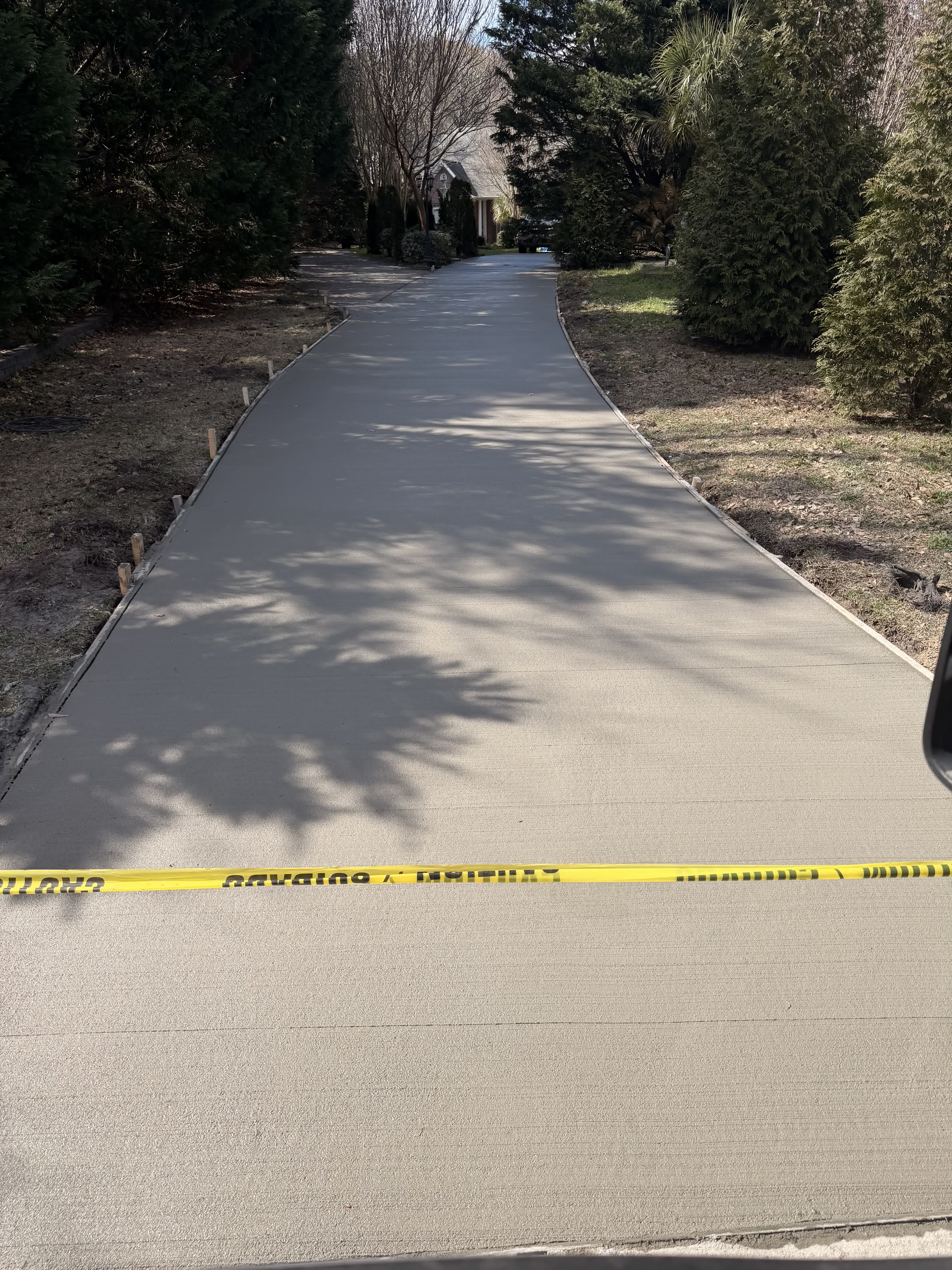 Completed concrete driveway